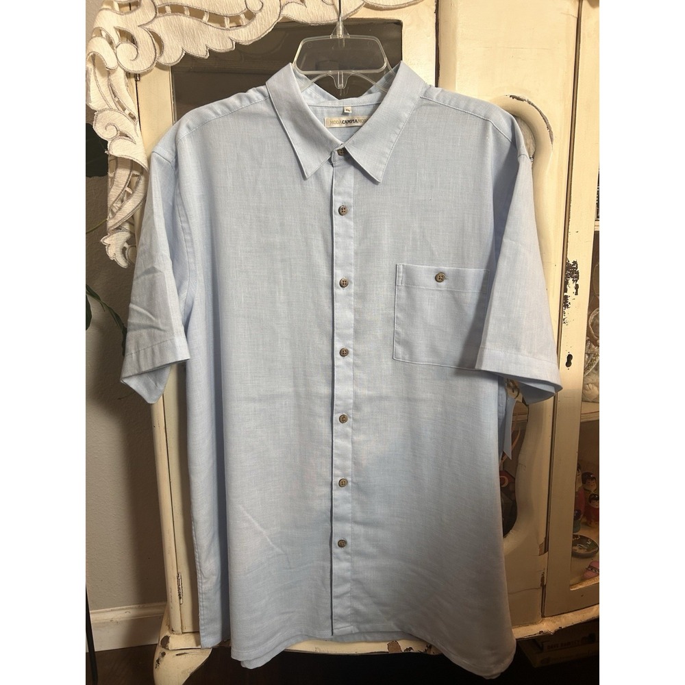 NEW! Moda Campia Mens XL Button Up Shirt NWT Light Blue Stretch